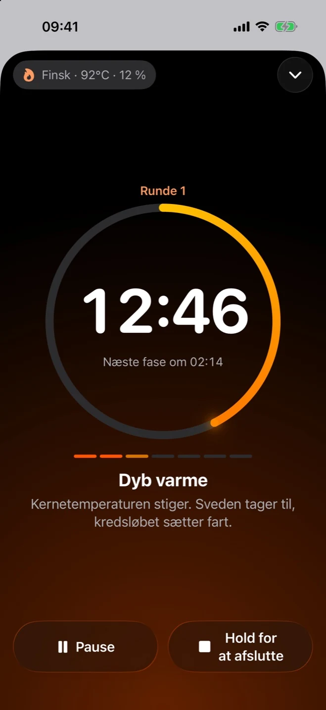 Sauna Metrics på iPhone: timer under en saunatur