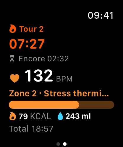 Sauna Metrics sur Apple Watch
