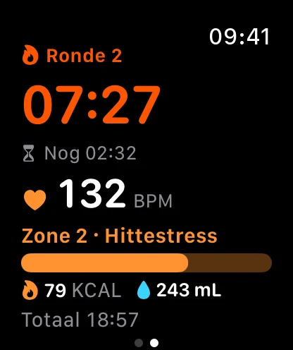 Sauna Metrics op Apple Watch